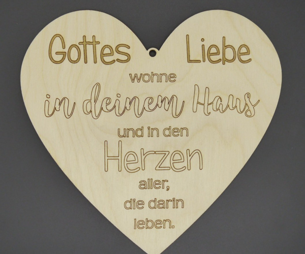Schild in Herzform "Segensspruch"