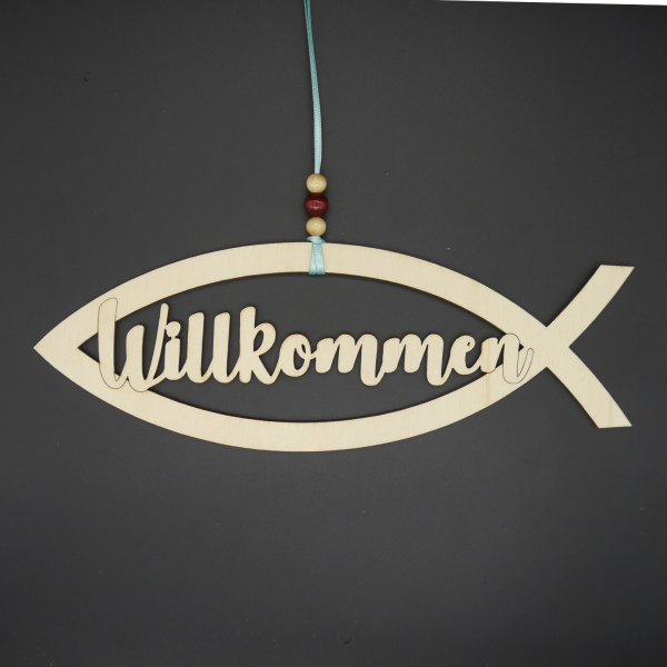 Fischanhänger "Willkommen" 250mm